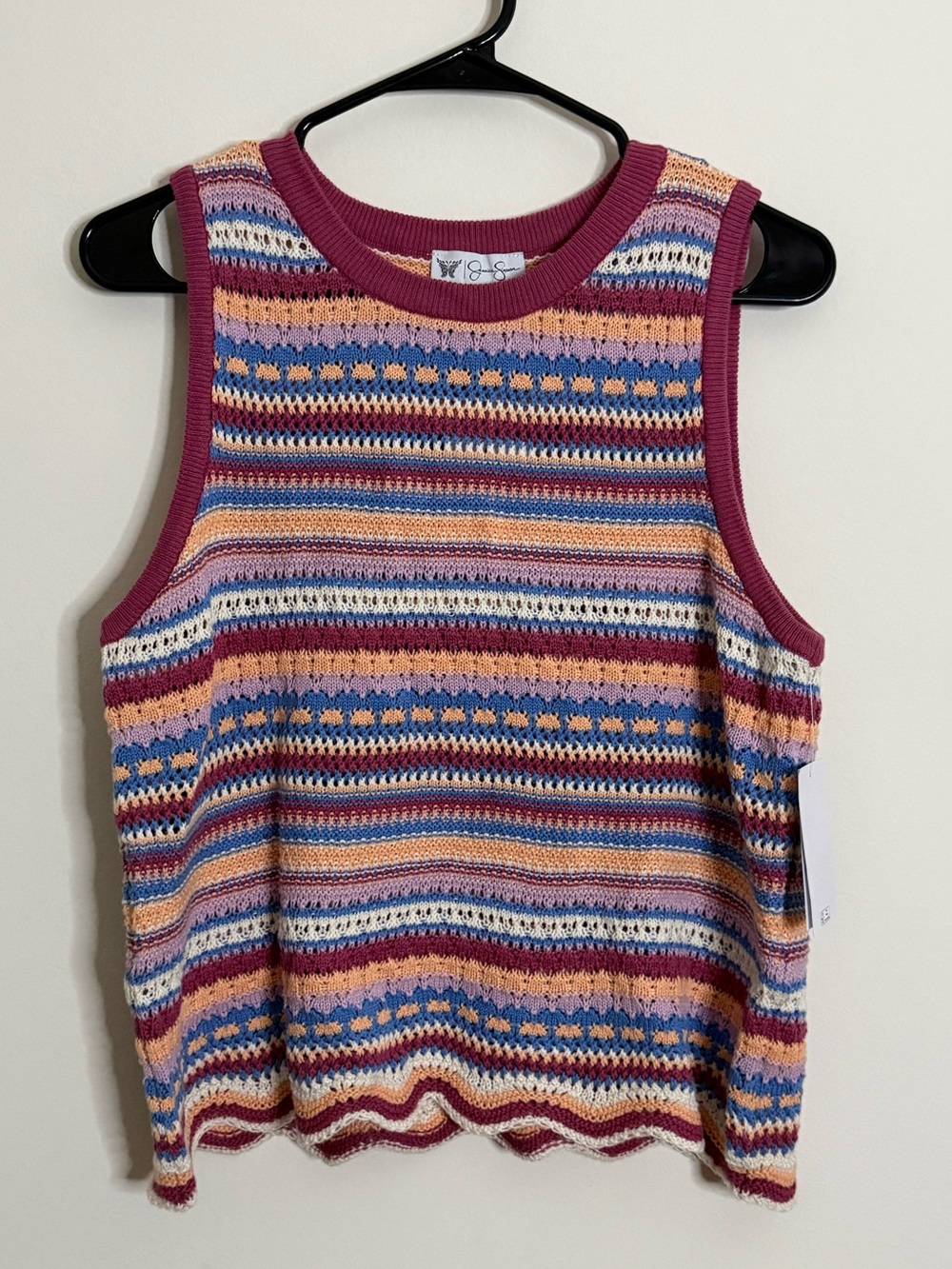 {Jessica Simpson}-S:XL-Kensie Multicolor Striped Knit Tank - Pink/Magenta Accent